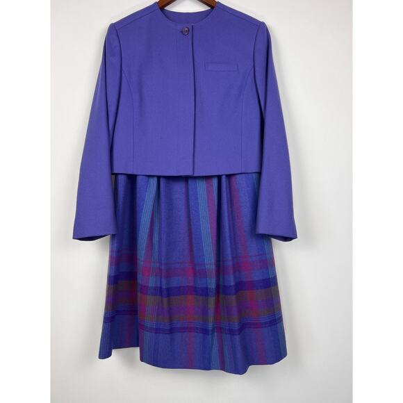 Vintage Pendleton100% Virgin Wool Skirt Suit Set12 Women purple 2 piece made usa - Picture 3 of 12